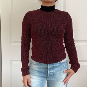 Vintage sparkly mockneck top